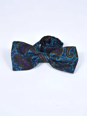 1970s silk bow tie with paisley print with paisley print