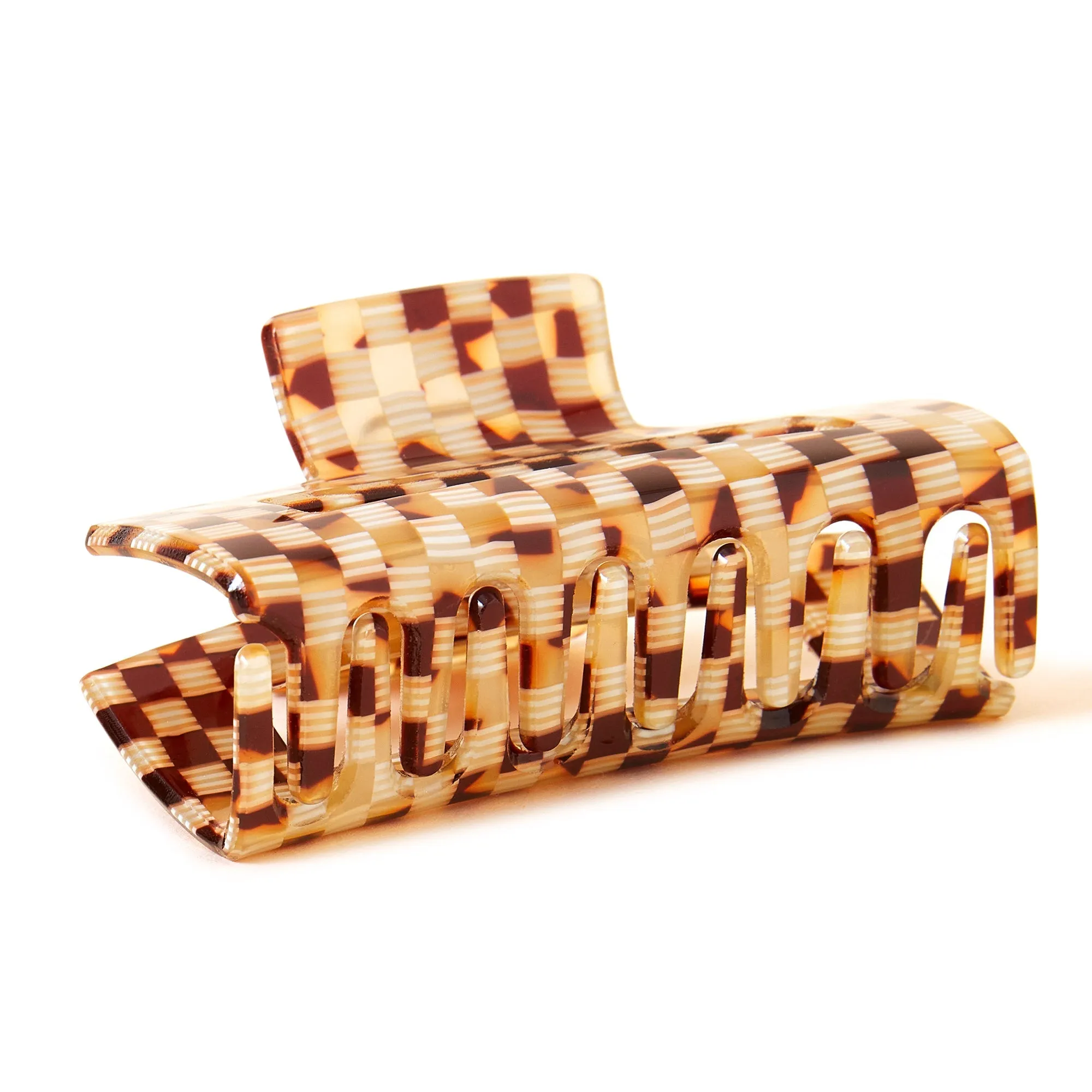 Accessorize London Brown Checkerboard Hair Claw Clip