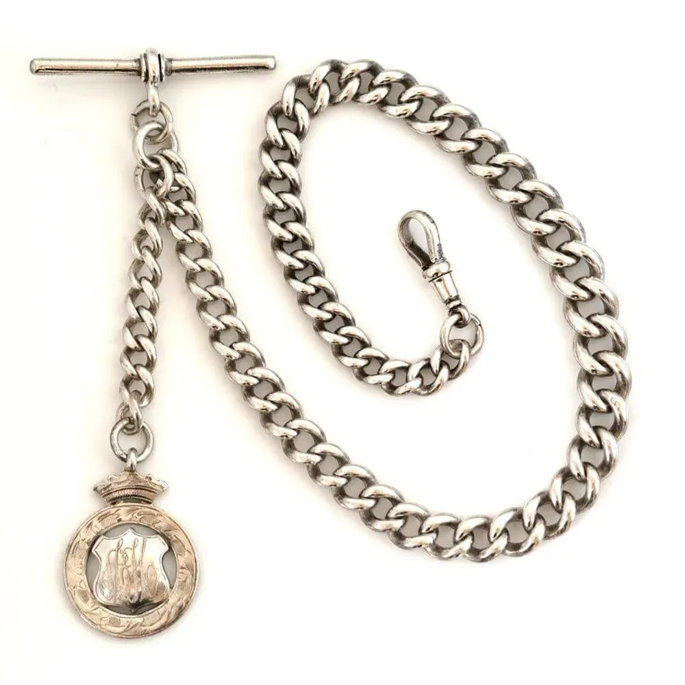 Antique Victorian 1899 Sterling Silver Watch Chain