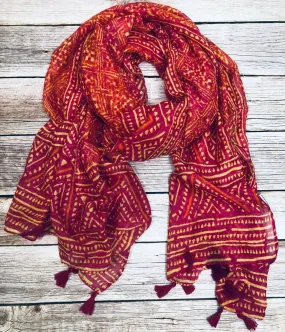 Aztec Print Tasselled Scarf