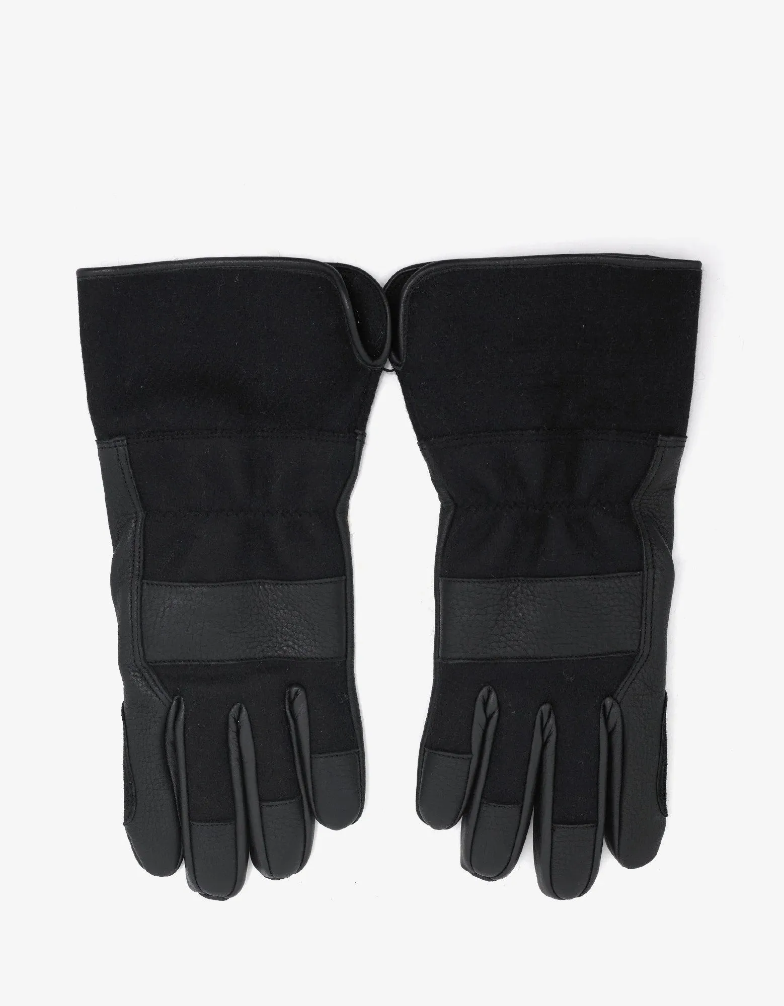 Balenciaga Black Leather & Wool Gloves