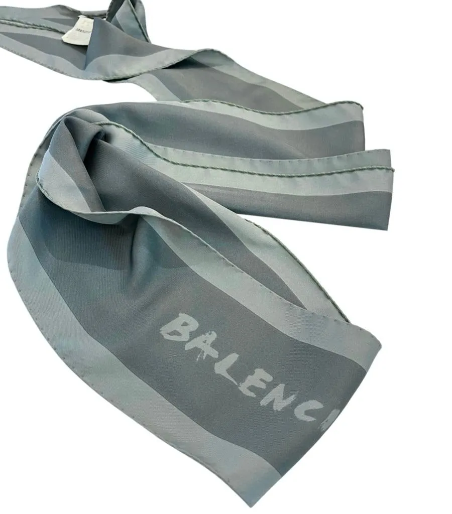 Balenciaga Skinny Logo Silk Scarf