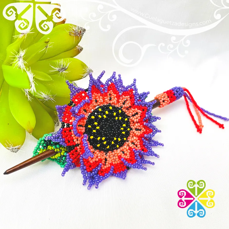 Beaded Dahlia Hair Brooch