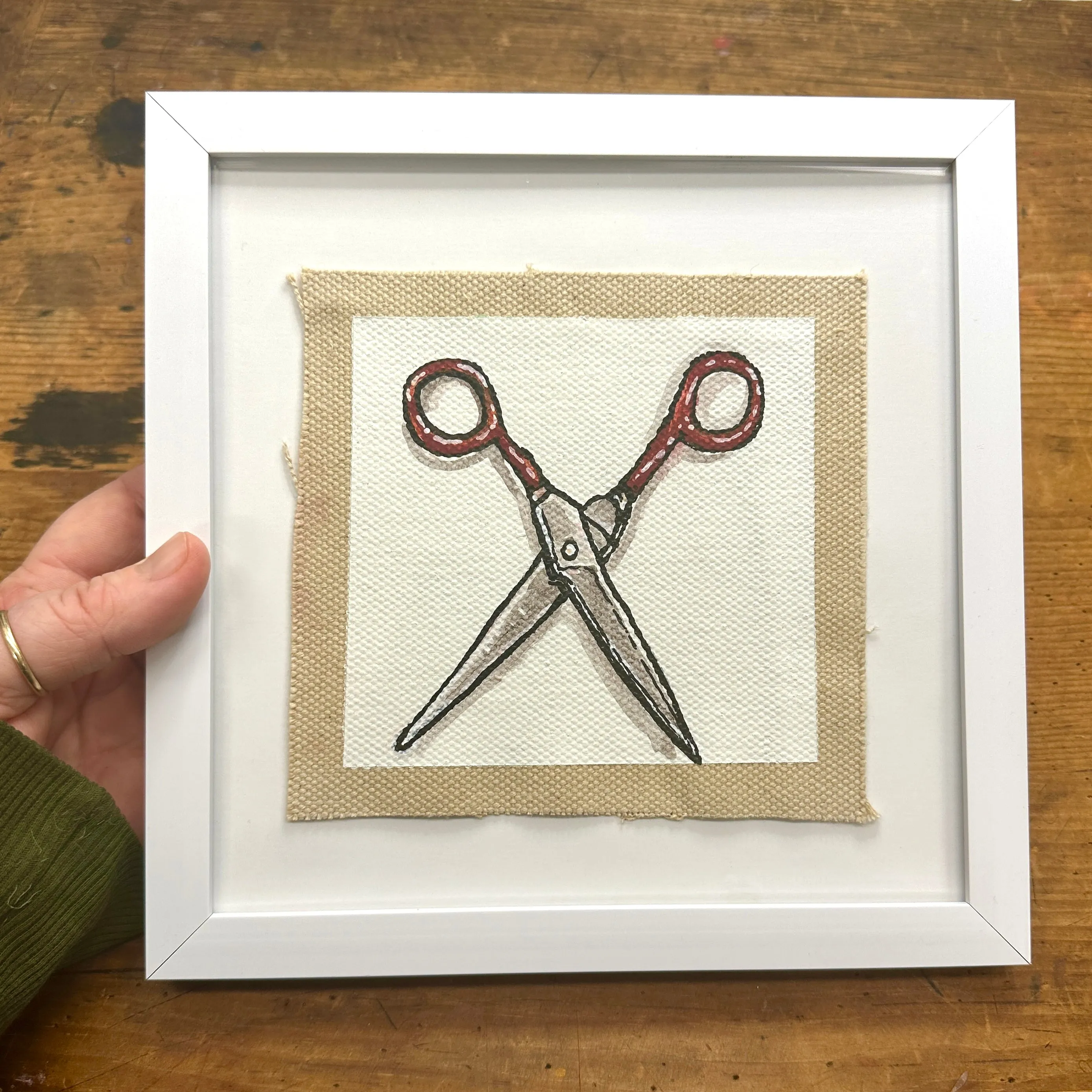 Binder clip canvas painting