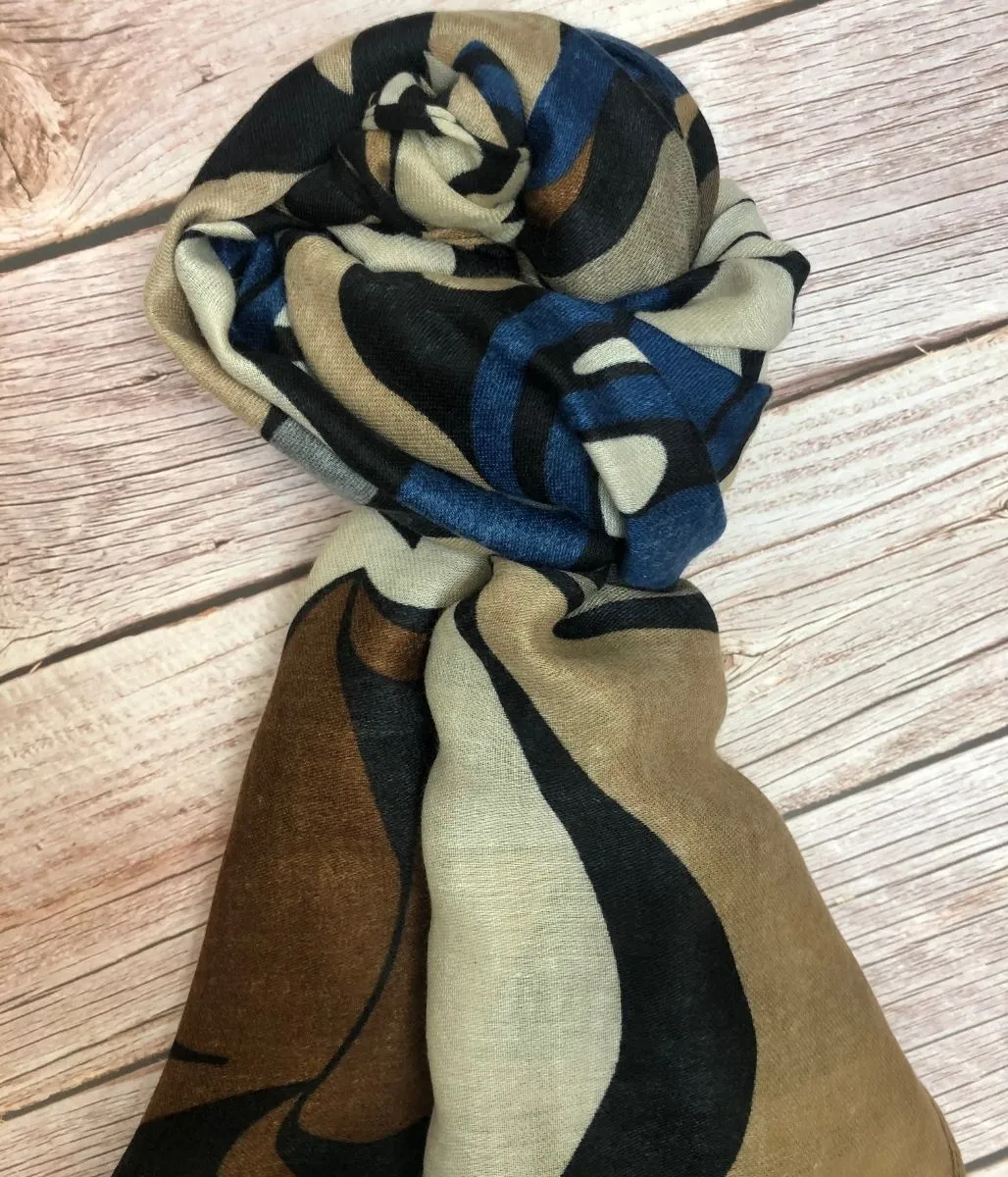 Black Baroque Print Scarf