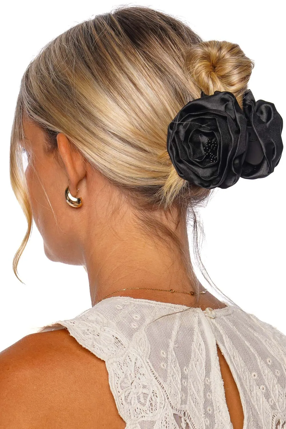 Black Rose Silk Jaw Clip