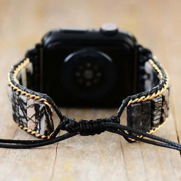 Black White Jasper Apple Watch Band