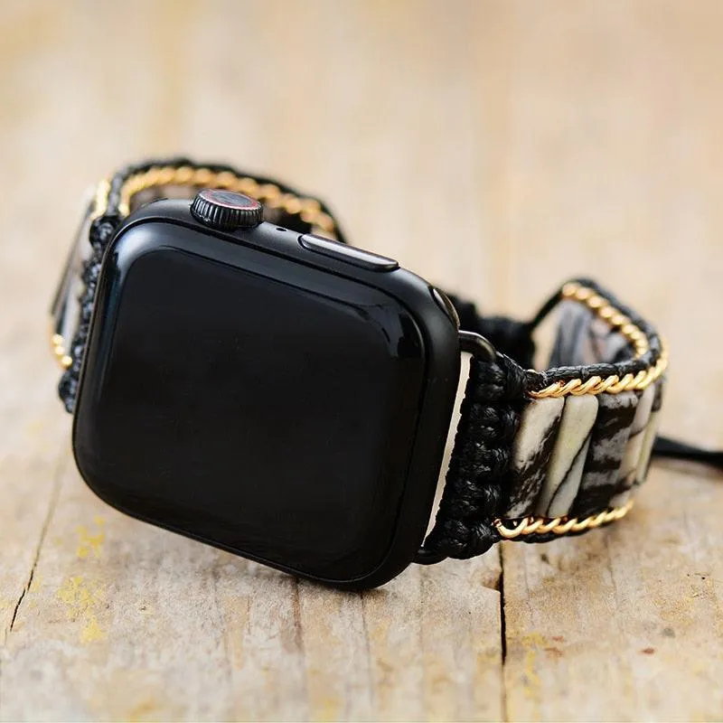 Black White Jasper Apple Watch Band