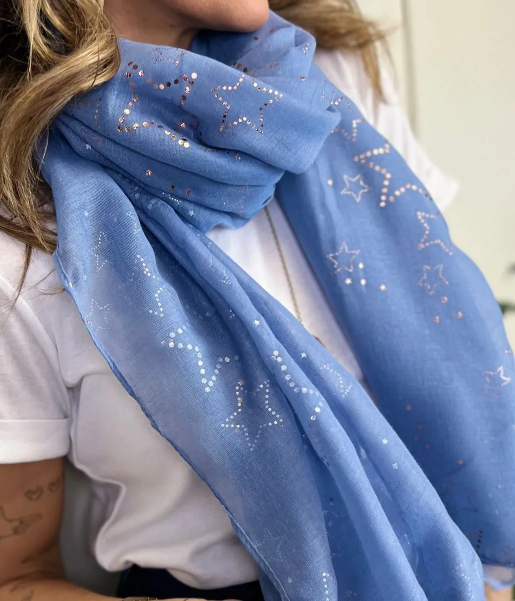 Blue Sparkle Star Scarf