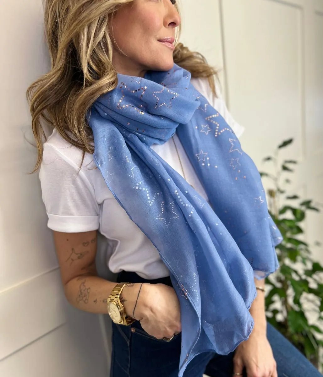 Blue Sparkle Star Scarf