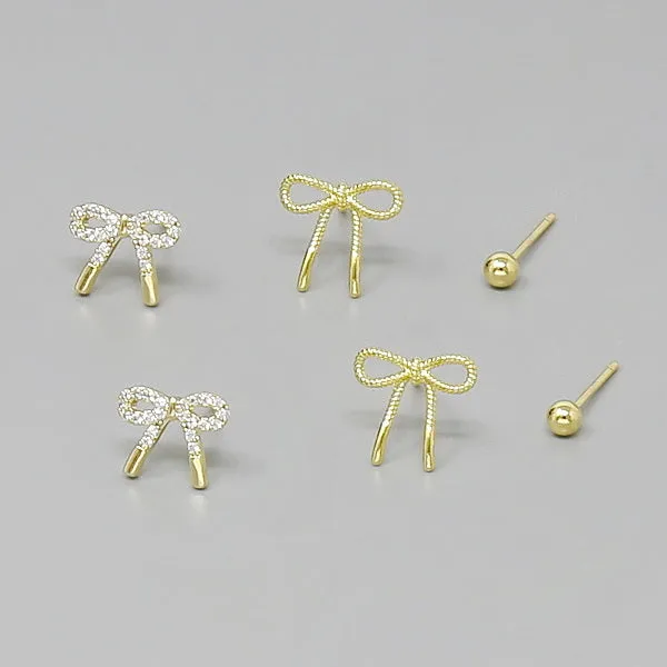 Bow Stud Earring Set