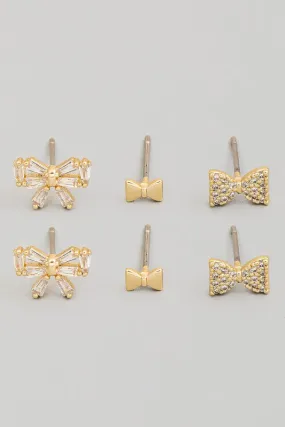 Bow Stud Earring Set