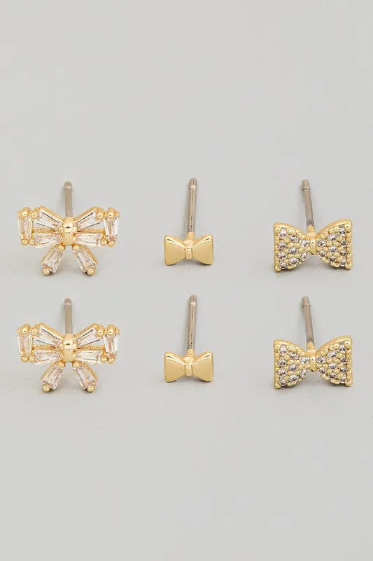 Bow Stud Earring Set