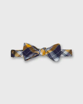 Cotton Bow Tie in Navy/Gold Madras