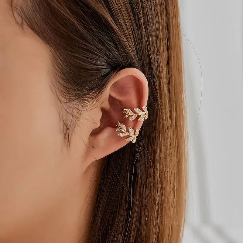 CZ Leaf Ear Cuff - Gold