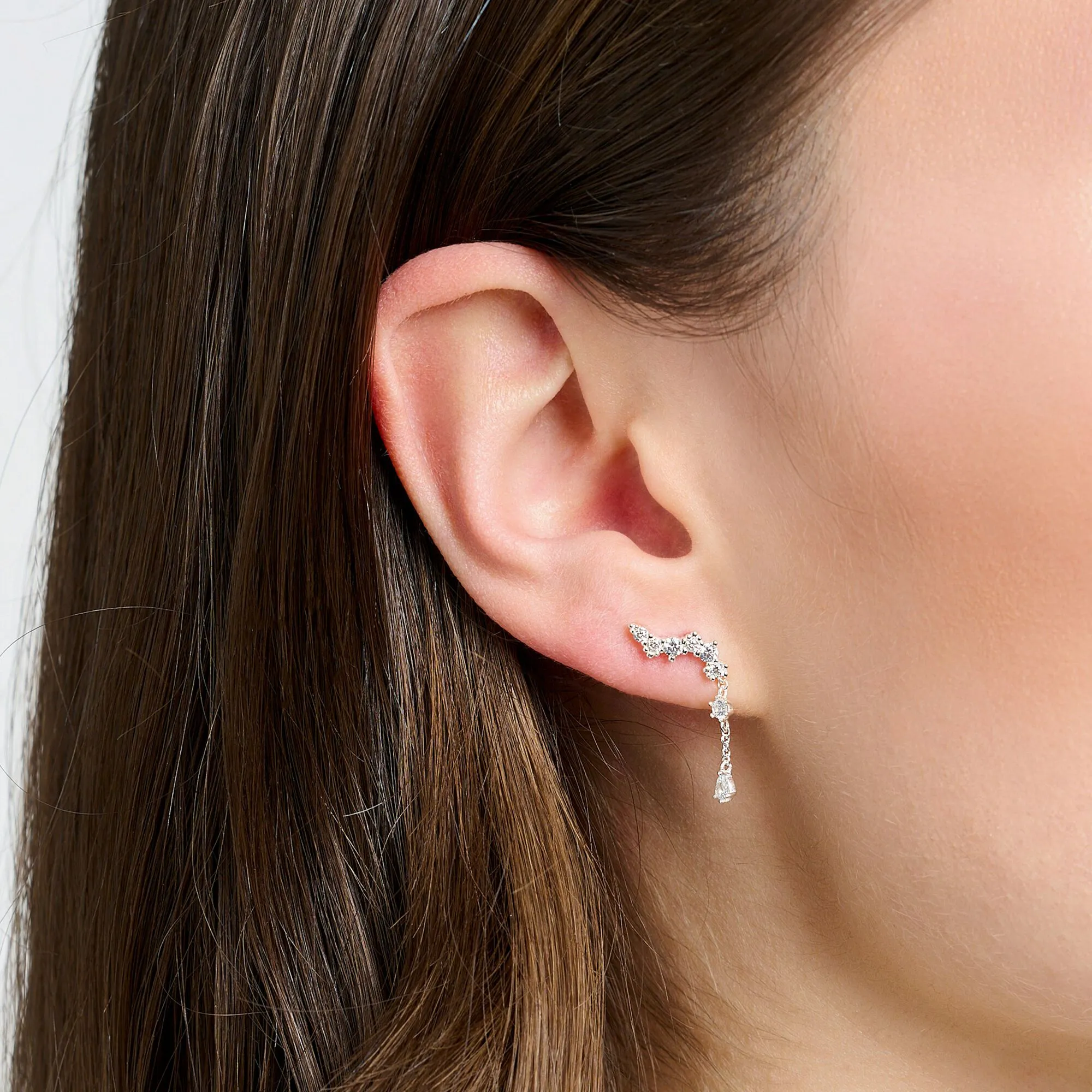 Ear climber ice crystals silver