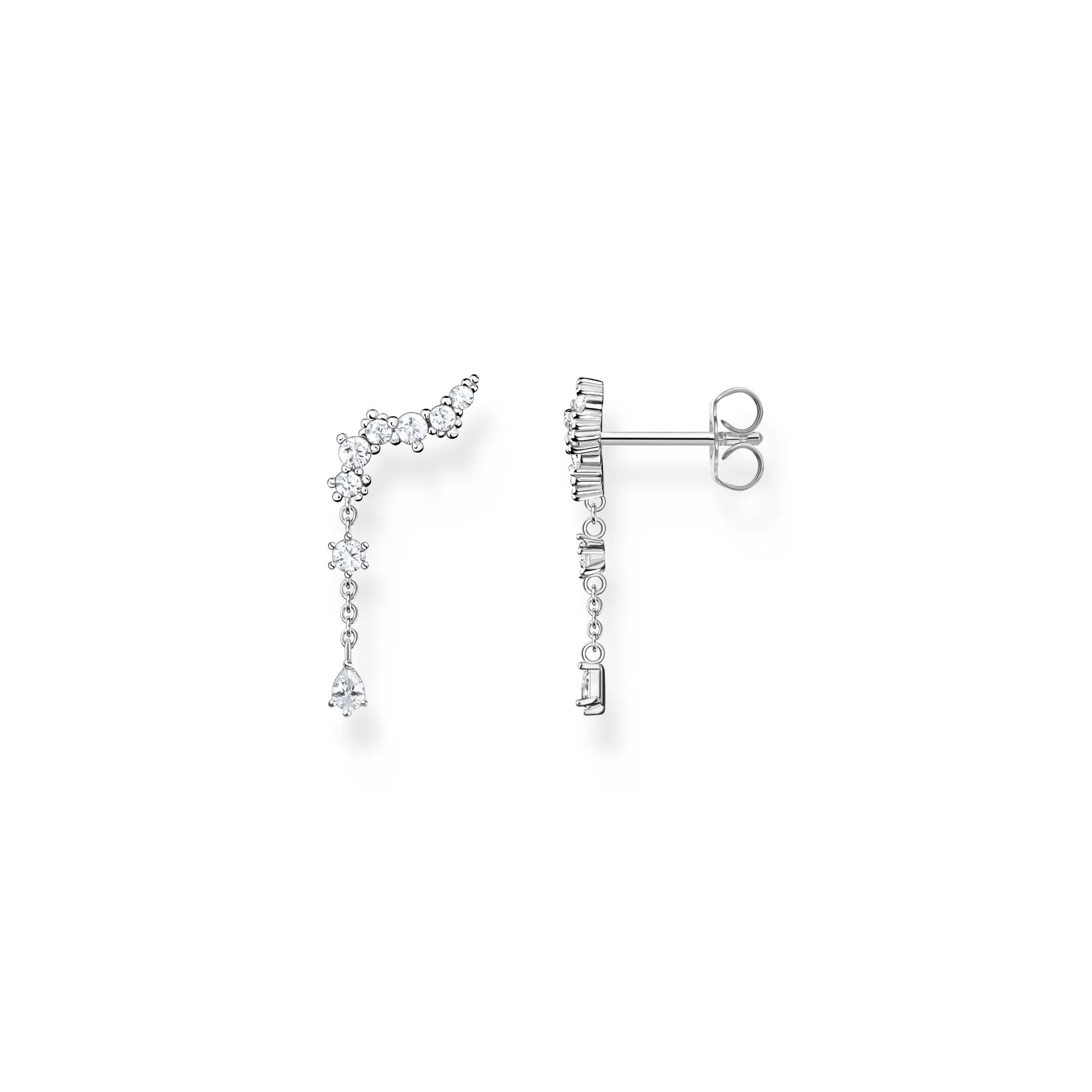 Ear climber ice crystals silver