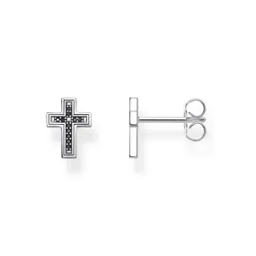 Ear Studs Cross Black