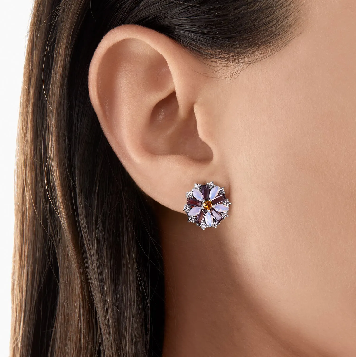 Ear Studs Flower Silver