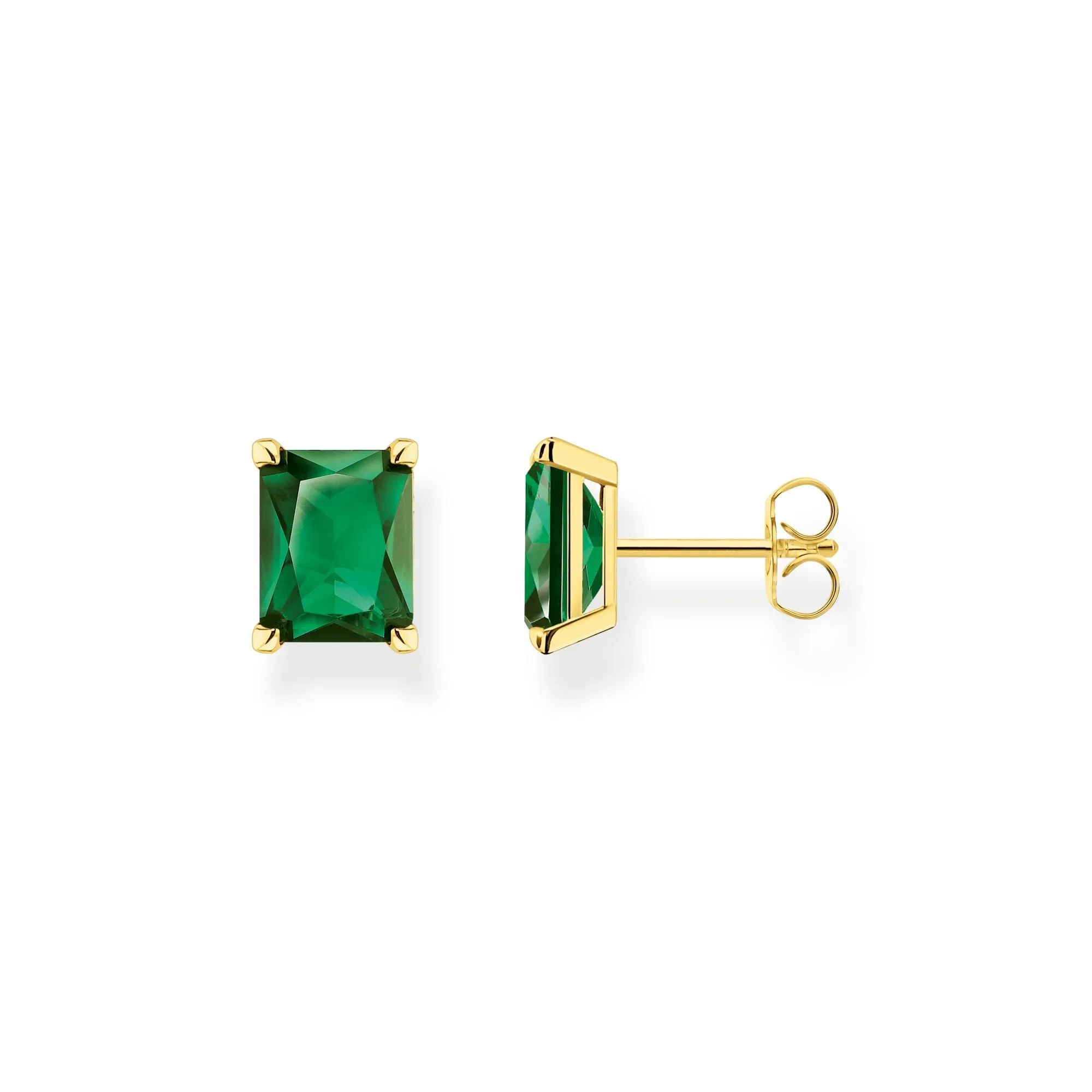 Ear studs green stone gold