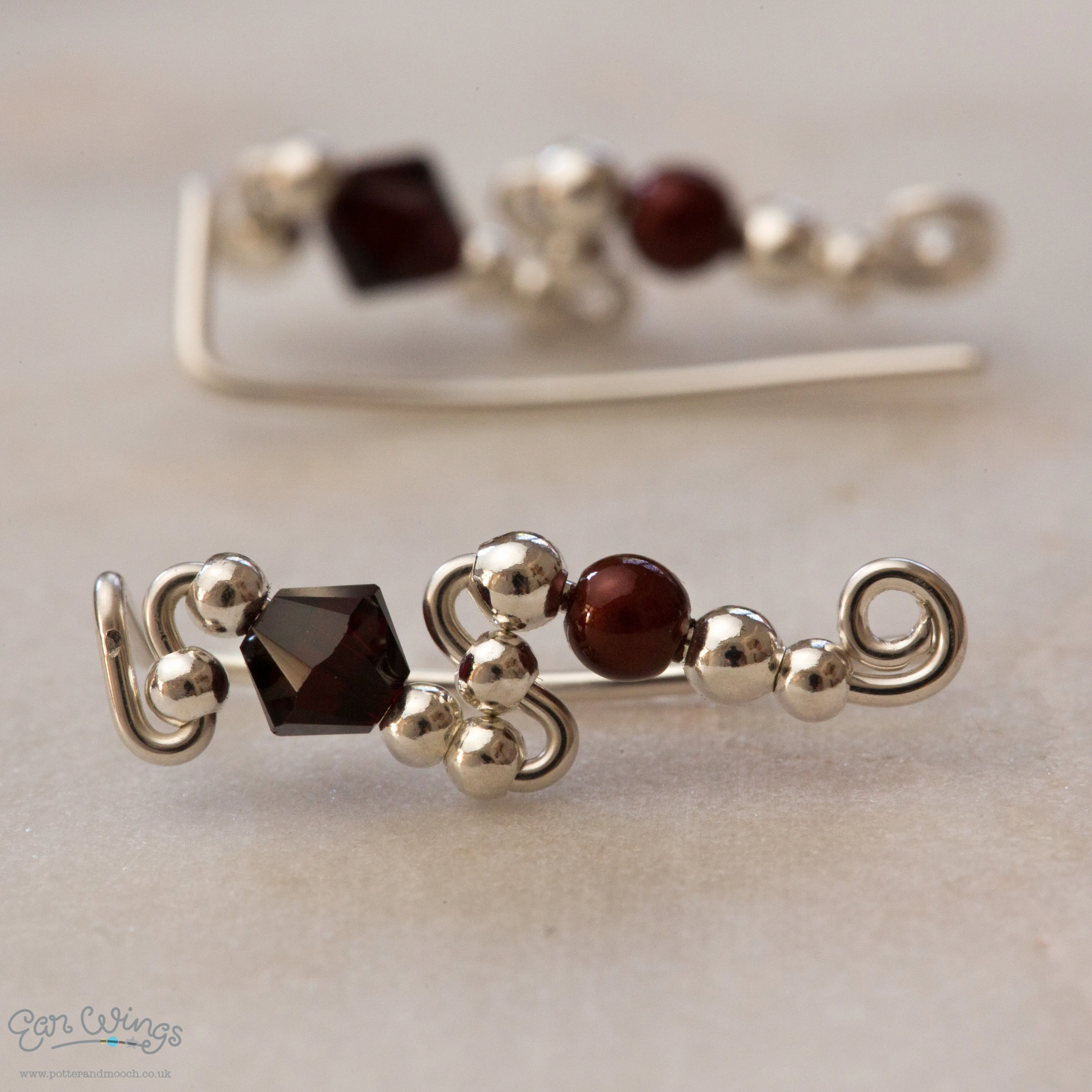 Ear Wings Garnet Sterling Silver