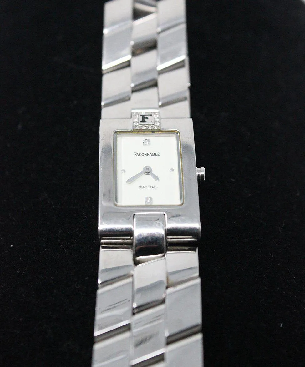 Faconnable Stainless Steel Watch w/ Diamonds