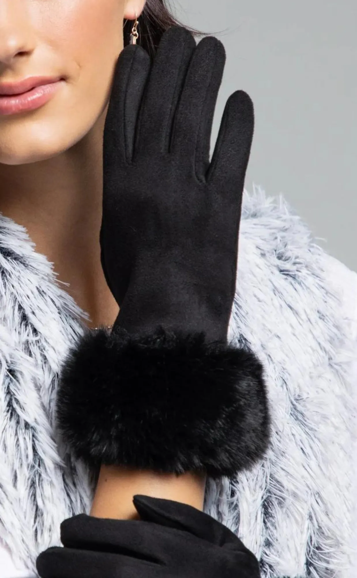 Faux Fur Trim Gloves