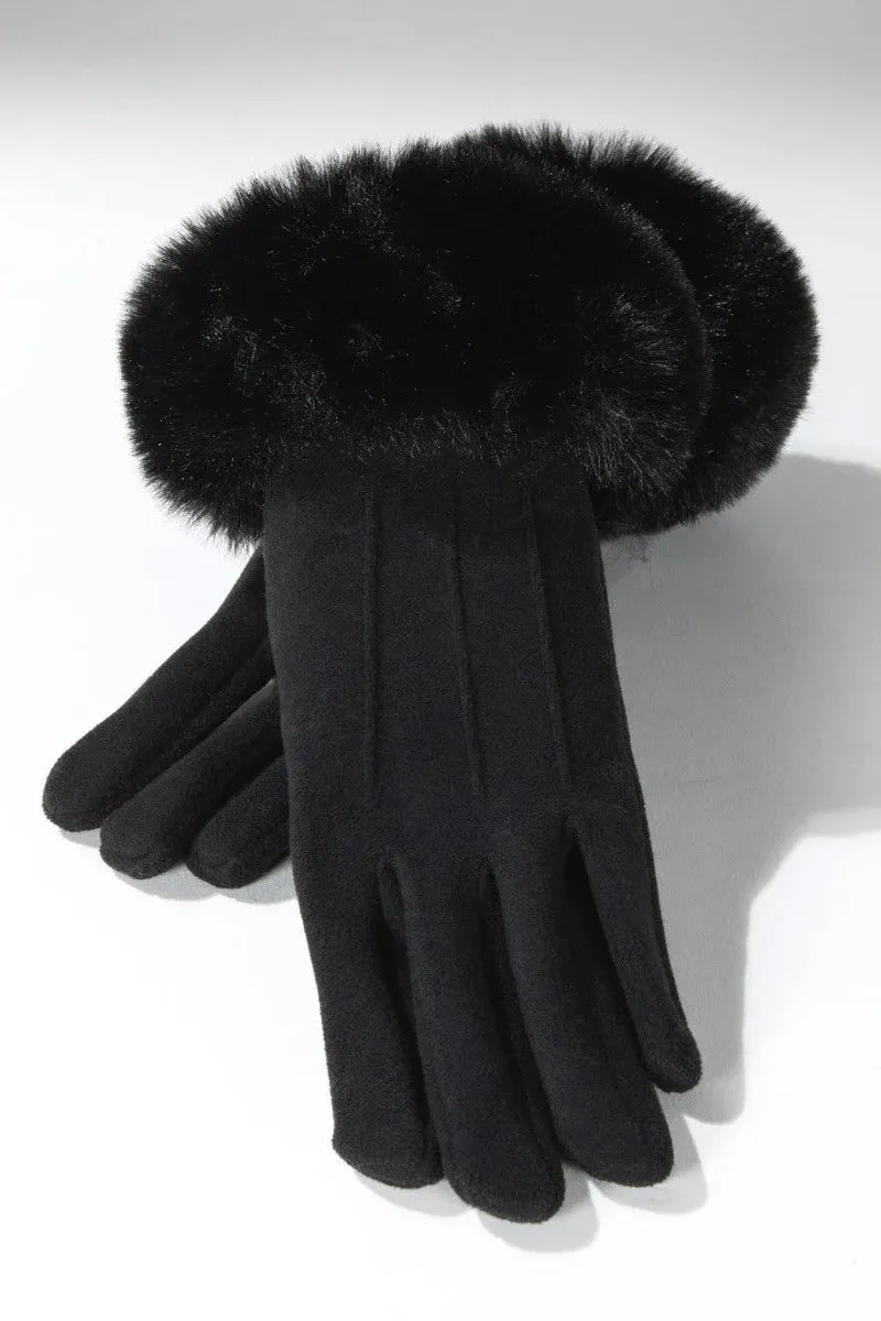 Faux Fur Trim Gloves