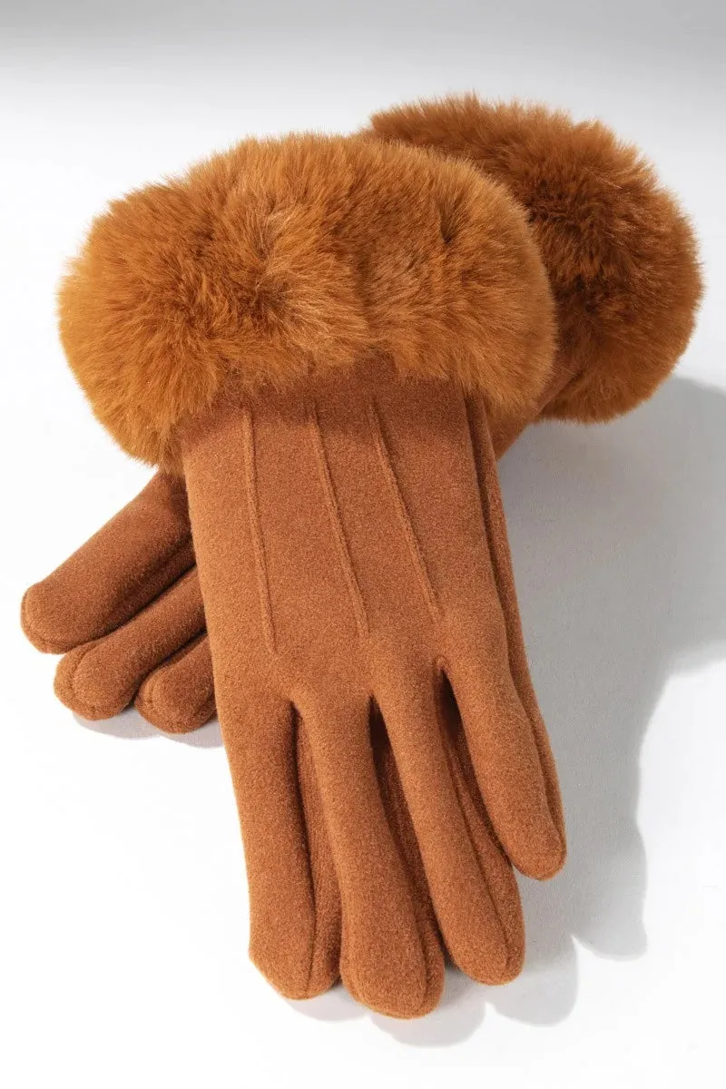 Faux Fur Trim Gloves