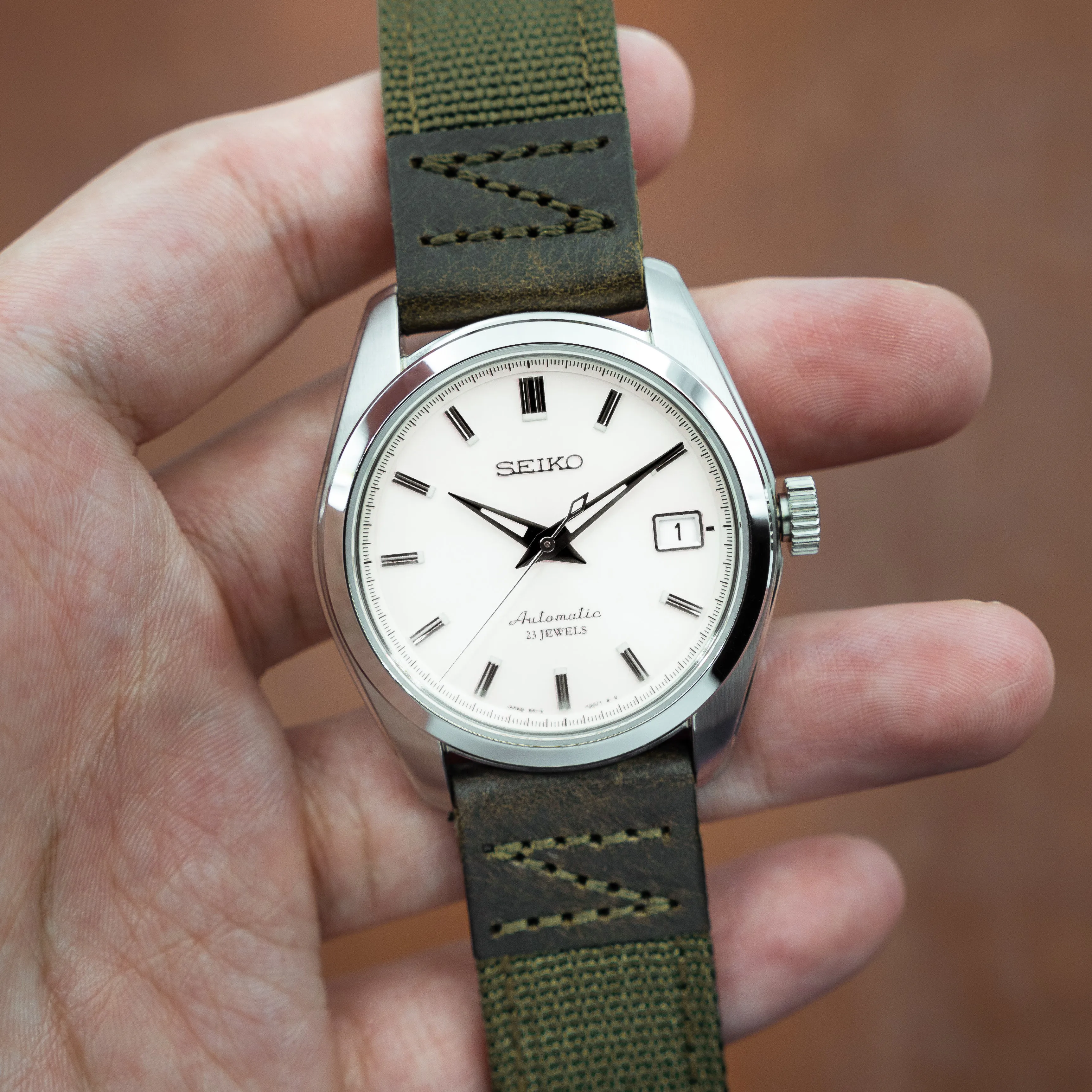 Field Canvas Watch Strap in Olive Brown