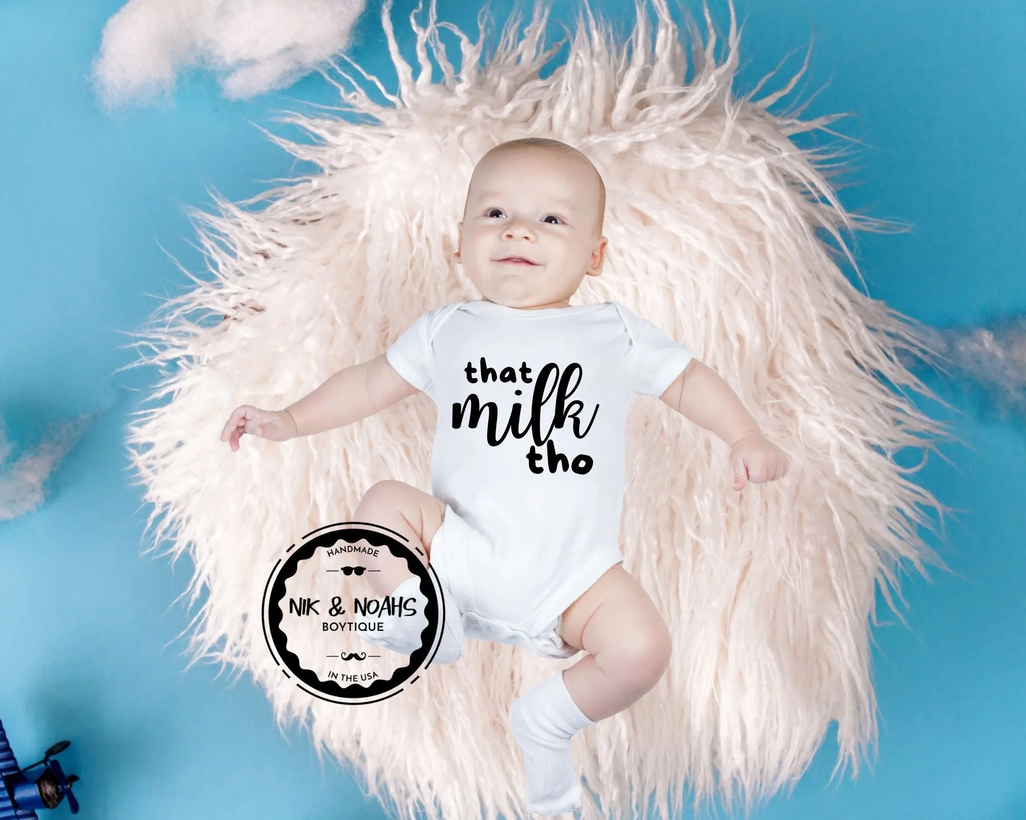 Funny Baby Boy Onesie That Milk Tho with Bow Tie Funny Baby Outfit