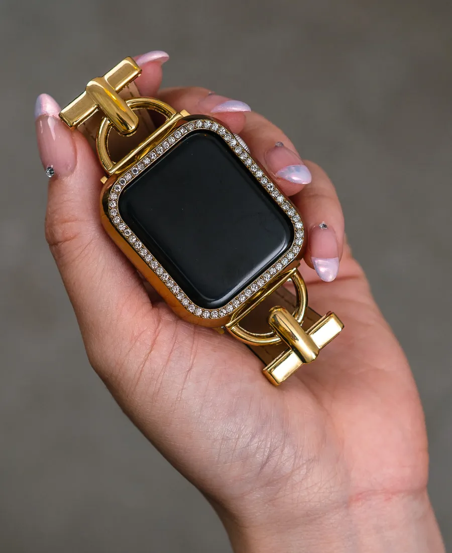 Gold Diamond Watch Cover Case