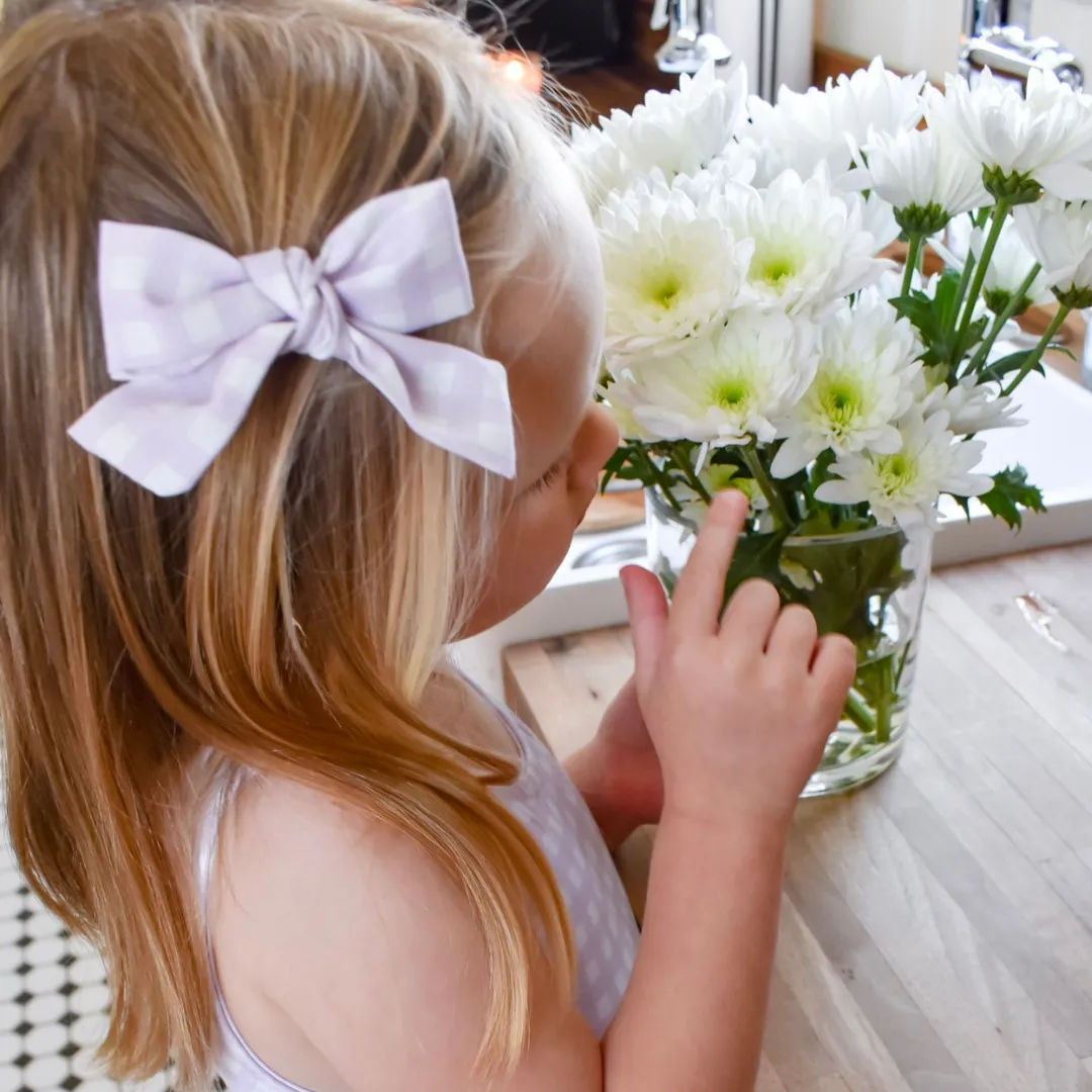 Hair Bow - Lavender Gingham