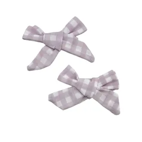 Hair Bow - Lavender Gingham