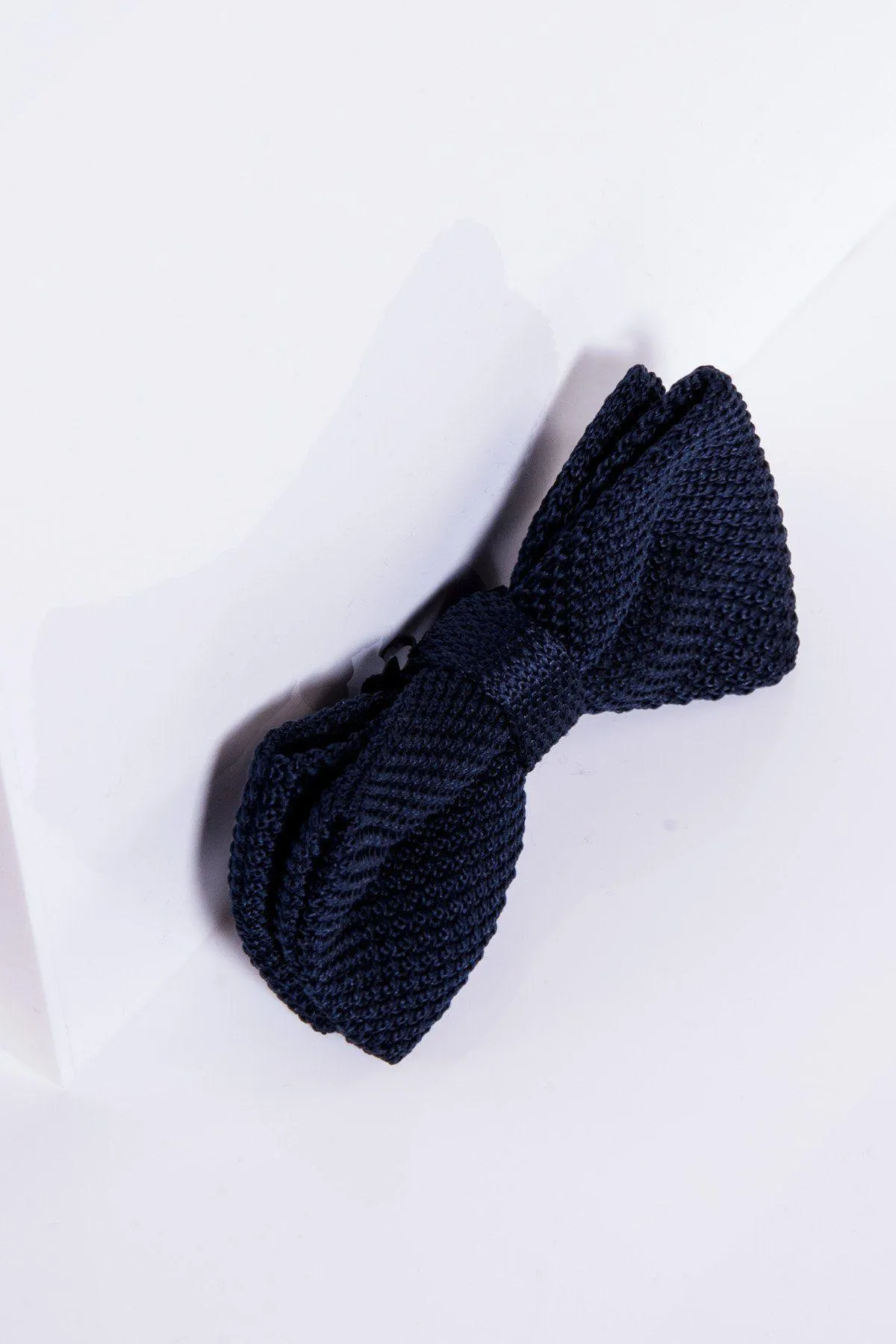 KB - Knitted Double Layer Bow Tie In Navy