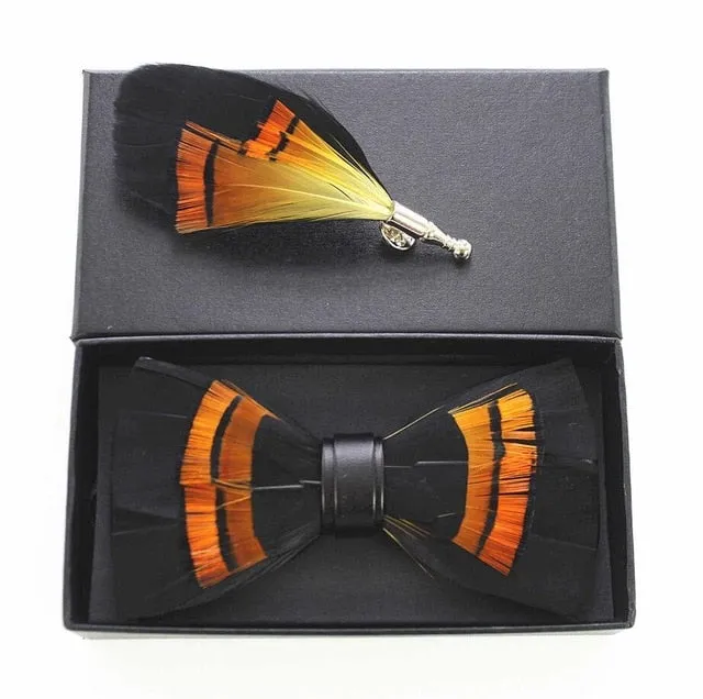 Macau Feather Bow Tie Set