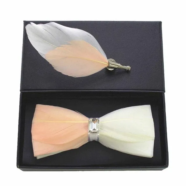 Montville Feather Bow Tie Set