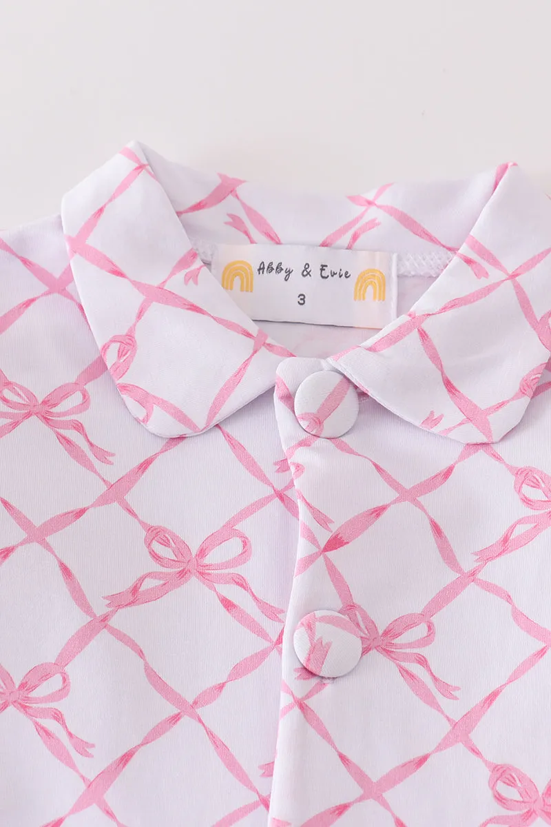 Pink bow tie girl pajama set