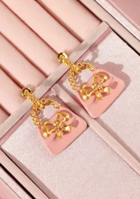 Pink sweet bag Ear Studs