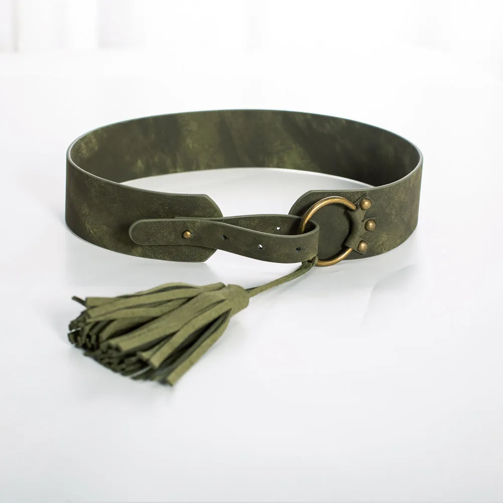 Renaissance Tassel Decorated Waist Belt Polyurethane Leather Belt