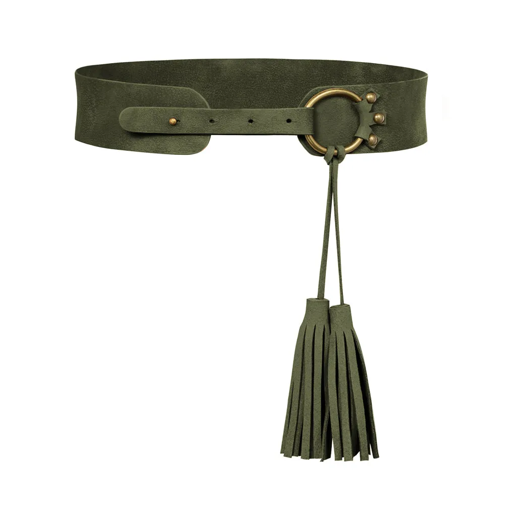 Renaissance Tassel Decorated Waist Belt Polyurethane Leather Belt