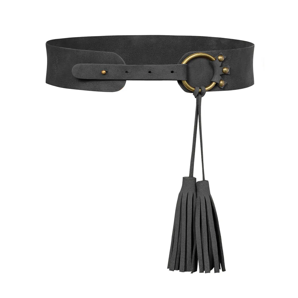 Renaissance Tassel Decorated Waist Belt Polyurethane Leather Belt