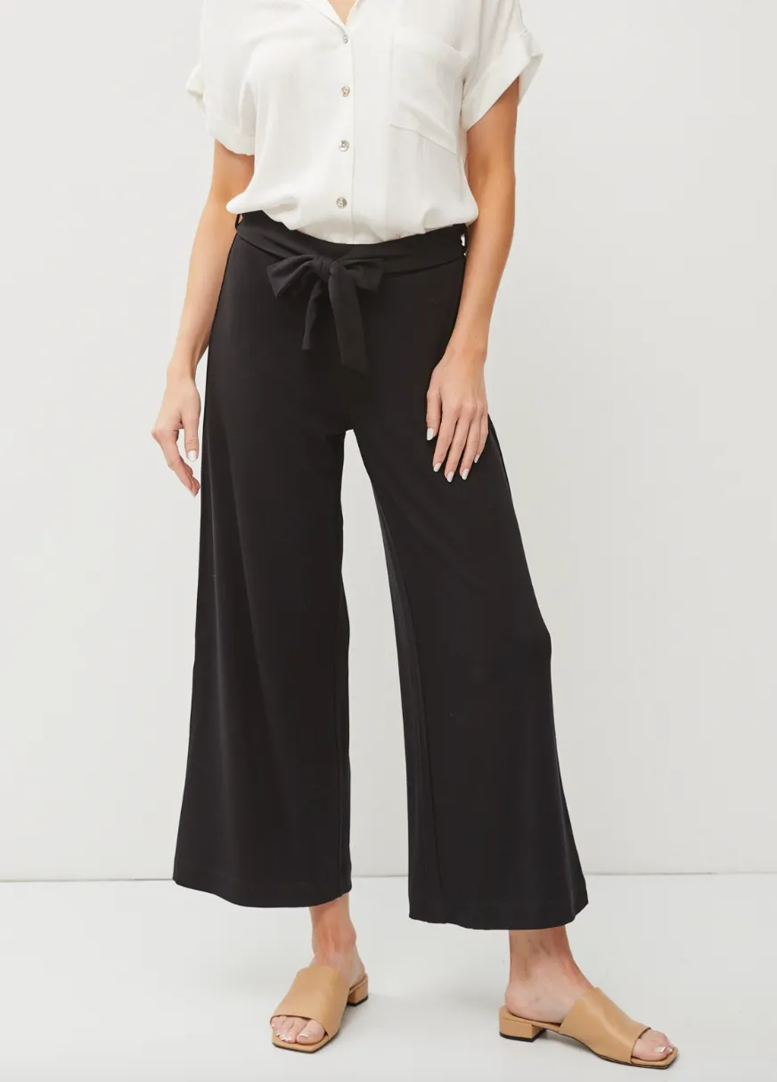 Tie Bow Stretch Crop Wide Leg Pants