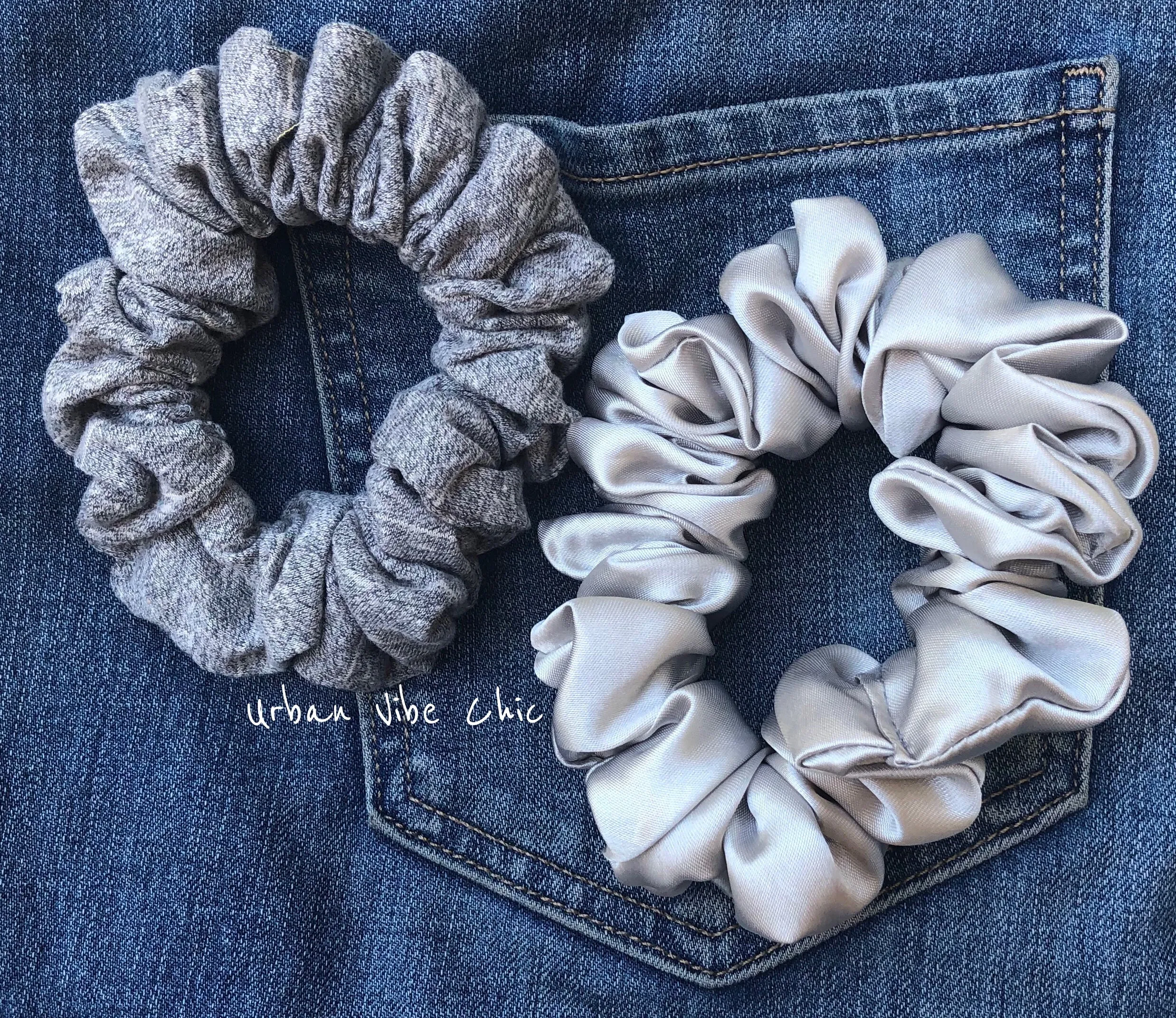 Unique Hair Scrunchies - Grey